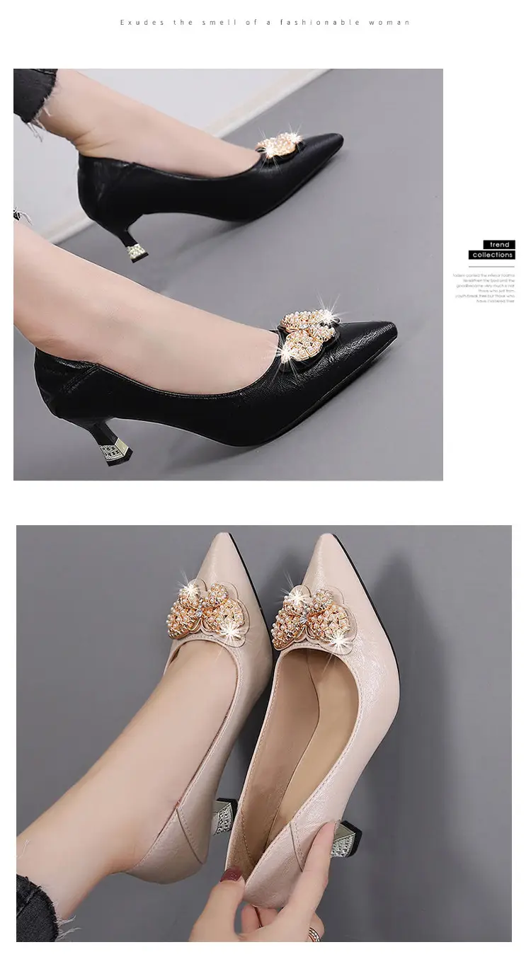 Cross-Border Two-Way Wear High Heels for Women, Stiletto Heels, 2026 Spring and Autumn New Style, Mid-Heel Single Shoes for Women, Shallow Mouth, Comfortable for Feet, Work Leather Shoes — feature 9