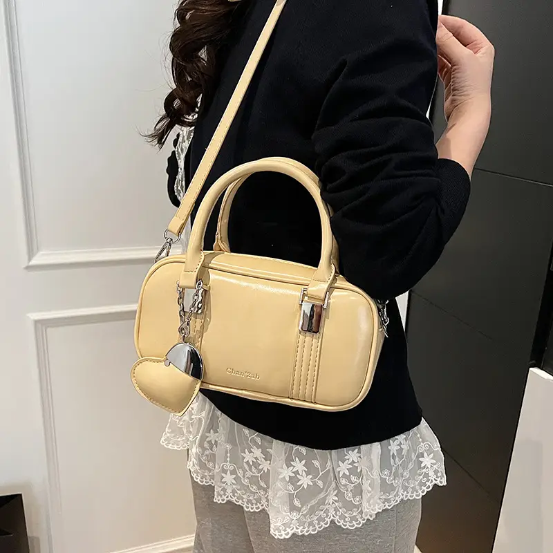 Korean Style Cream White Square Handbag 2025 Spring