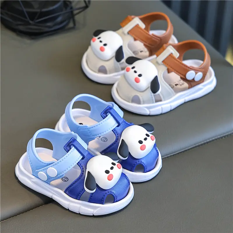 Blue Cartoon Baby Toe Cap Sandals for Kids 0-3Y