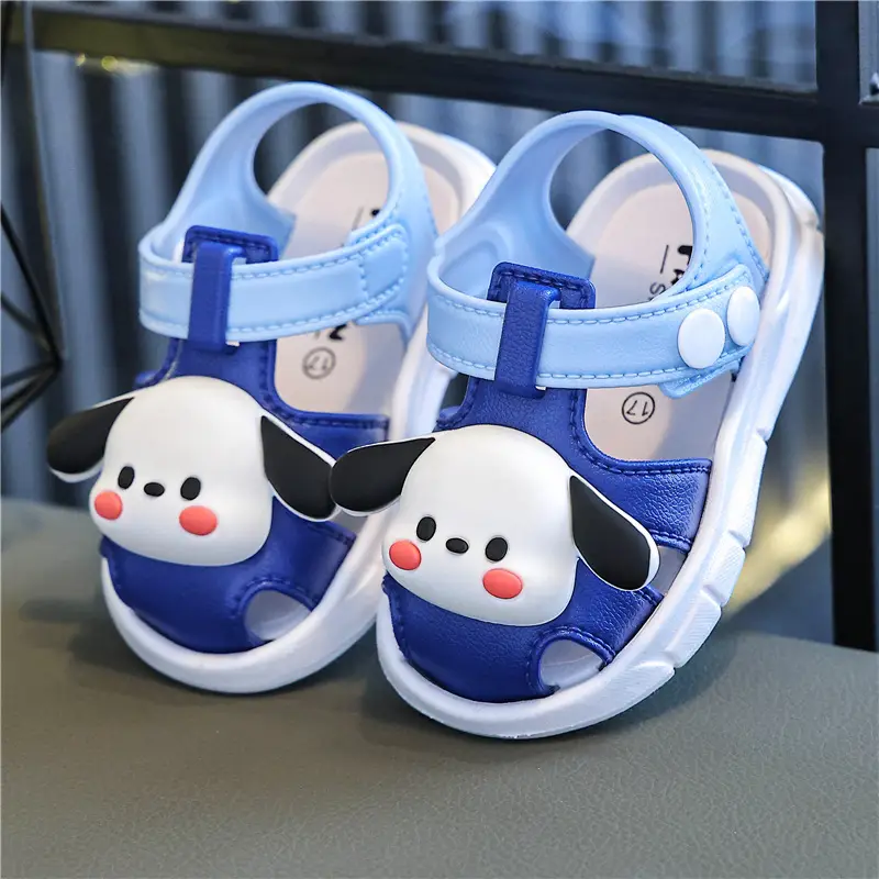 Blue Cartoon Baby Toe Cap Sandals for Kids 0-3Y