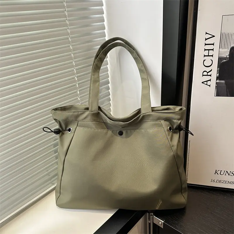Large Capacity Olive Green Shoulder Tote Bag - Image 11