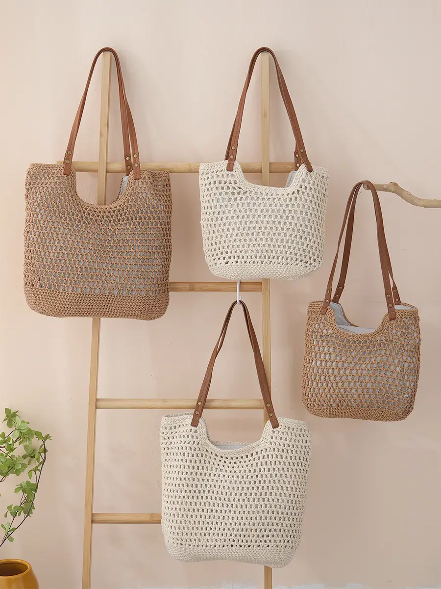 Women Straw Woven Shoulder Bags Set of 4