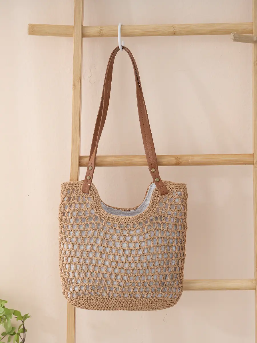Women Straw Woven Shoulder Bags Set of 4