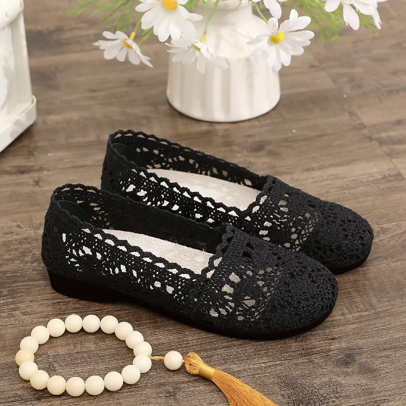 Women's Non-Slip Flat Comfortable Cloth Shoes for Middle-Aged and Elderly Mothers, Casual Shoes, Mesh Shoes, Summer Thin Breathable Mesh Surface - Image 2