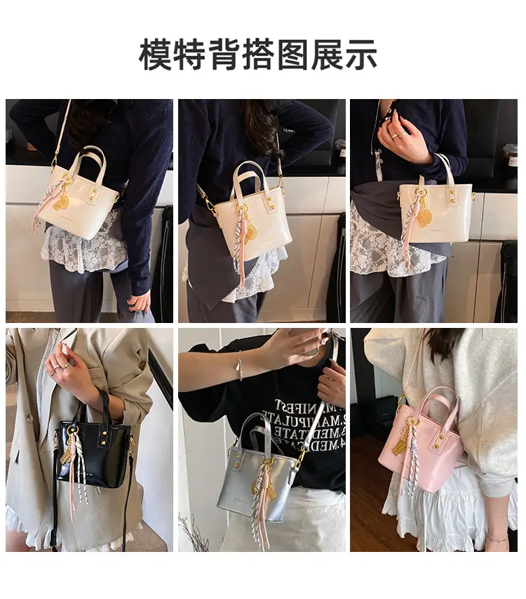 Women's White Leather Shoulder Bag with Gold Chain — feature 11
