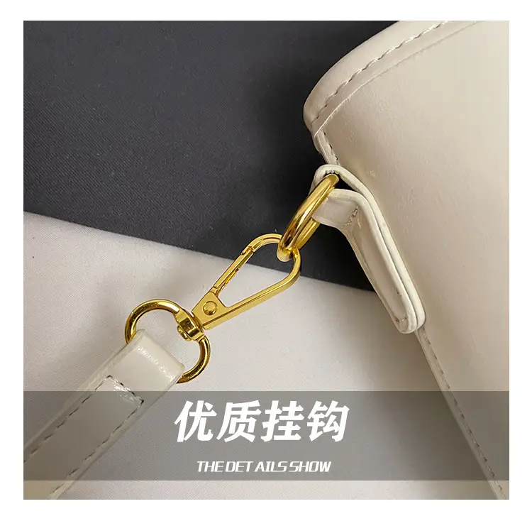 Women's White Leather Shoulder Bag with Gold Chain — feature 9