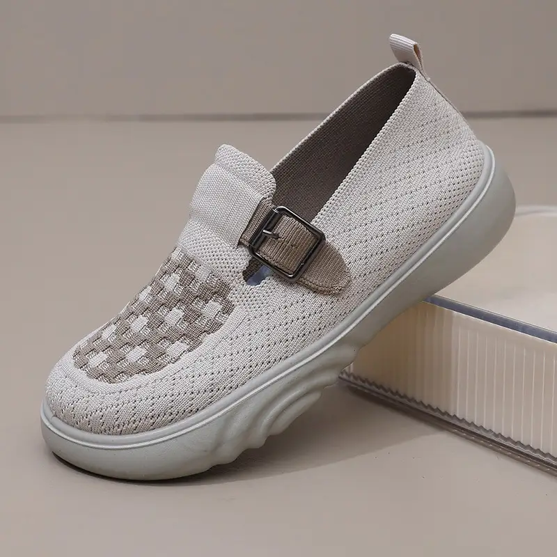 2025 Spring New Women's Knitted Casual Shoes Soft Sole Non-Slip Slip-On Shallow Mouth Mom Shoes - Image 7