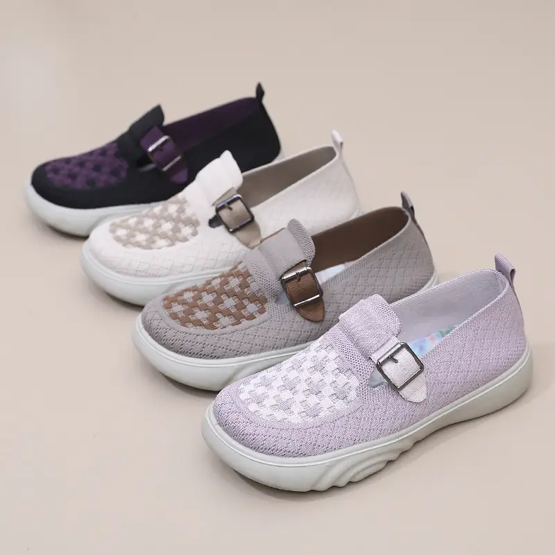 2025 Spring New Women's Knitted Casual Shoes Soft Sole Non-Slip Slip-On Shallow Mouth Mom Shoes - Image 8