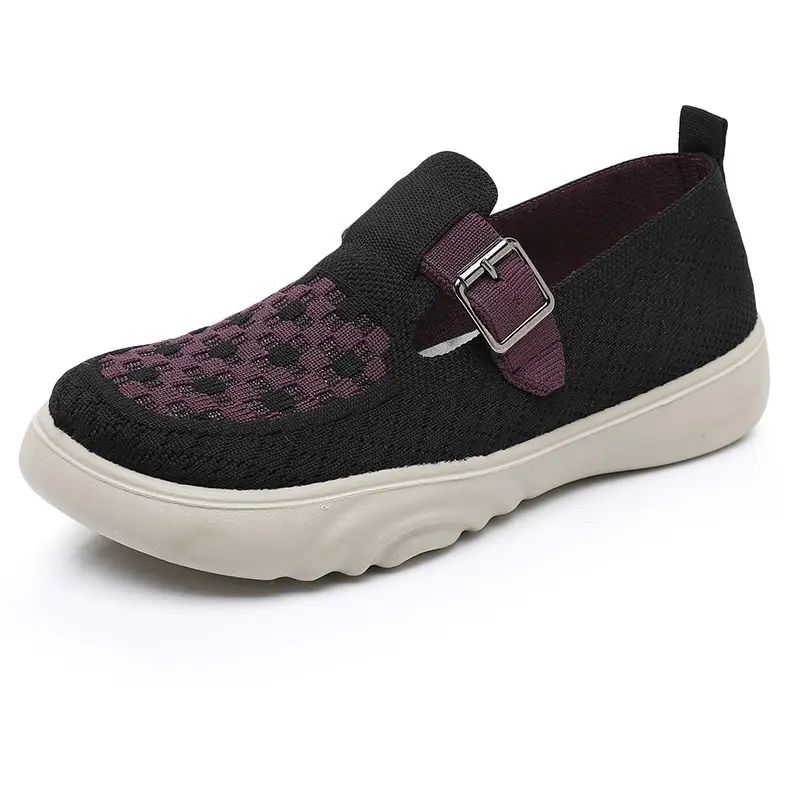 2025 Spring New Women's Knitted Casual Shoes Soft Sole Non-Slip Slip-On Shallow Mouth Mom Shoes - Image 9