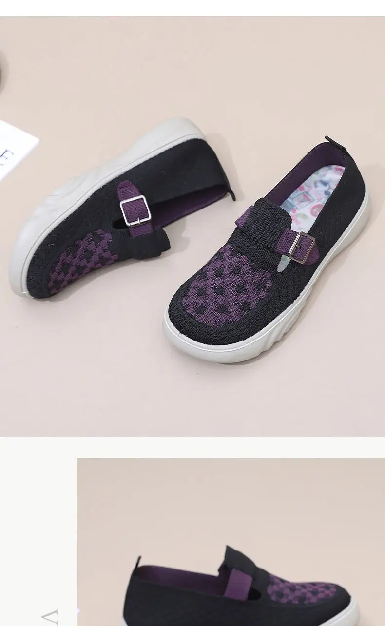 2025 Spring New Women's Knitted Casual Shoes Soft Sole Non-Slip Slip-On Shallow Mouth Mom Shoes — feature 28