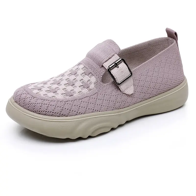 2025 Spring New Women's Knitted Casual Shoes Soft Sole Non-Slip Slip-On Shallow Mouth Mom Shoes - Image 2