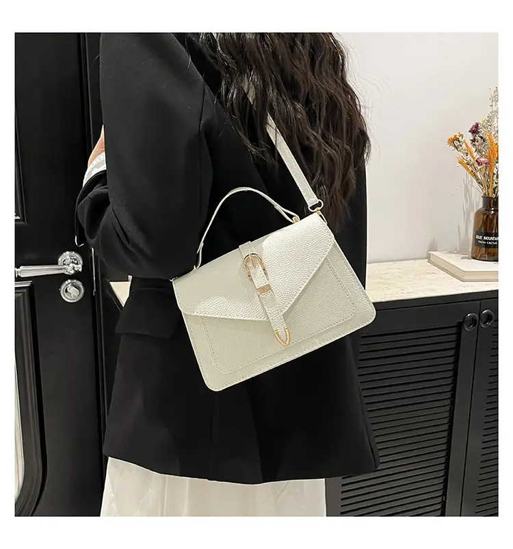 White Square Leather Shoulder Bag for Women — feature 20