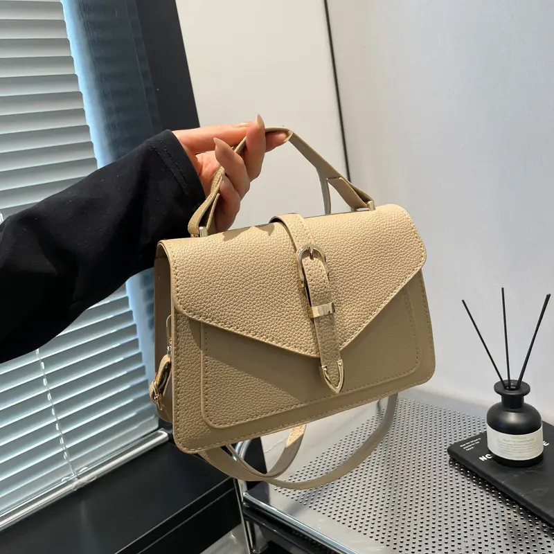 White Square Leather Shoulder Bag for Women - Image 5