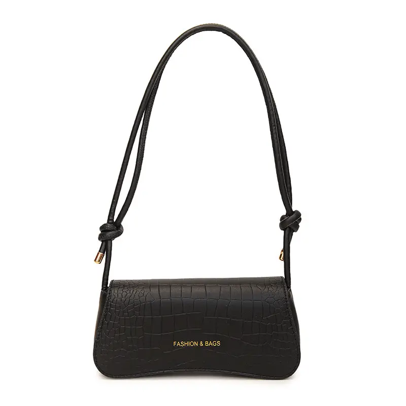 White Croc Texture Shoulder Bag for Women - Image 10