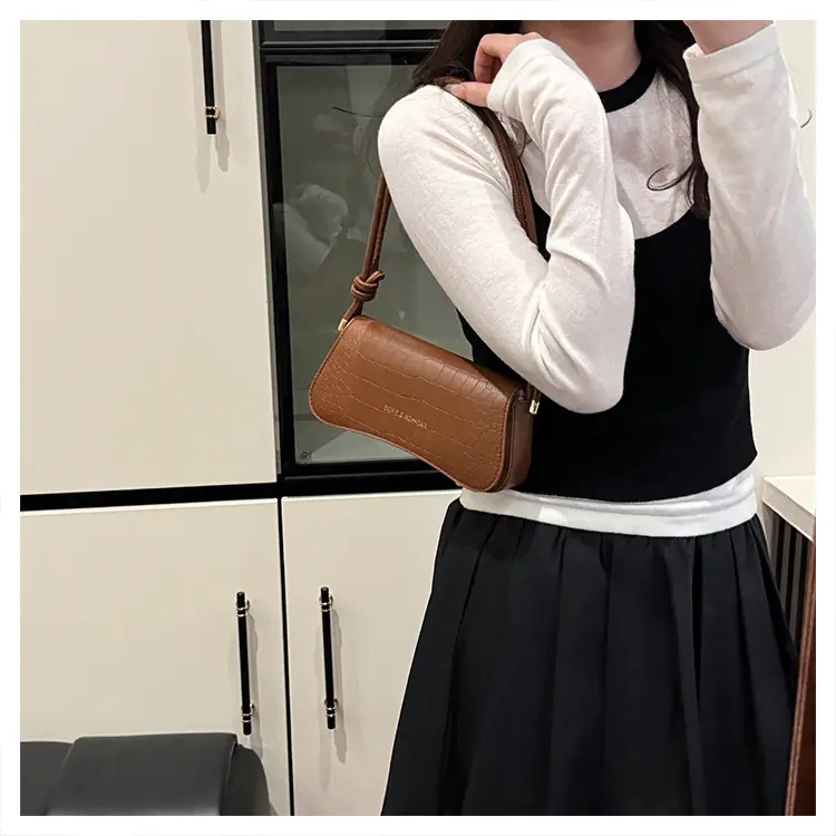 White Croc Texture Shoulder Bag for Women — feature 14