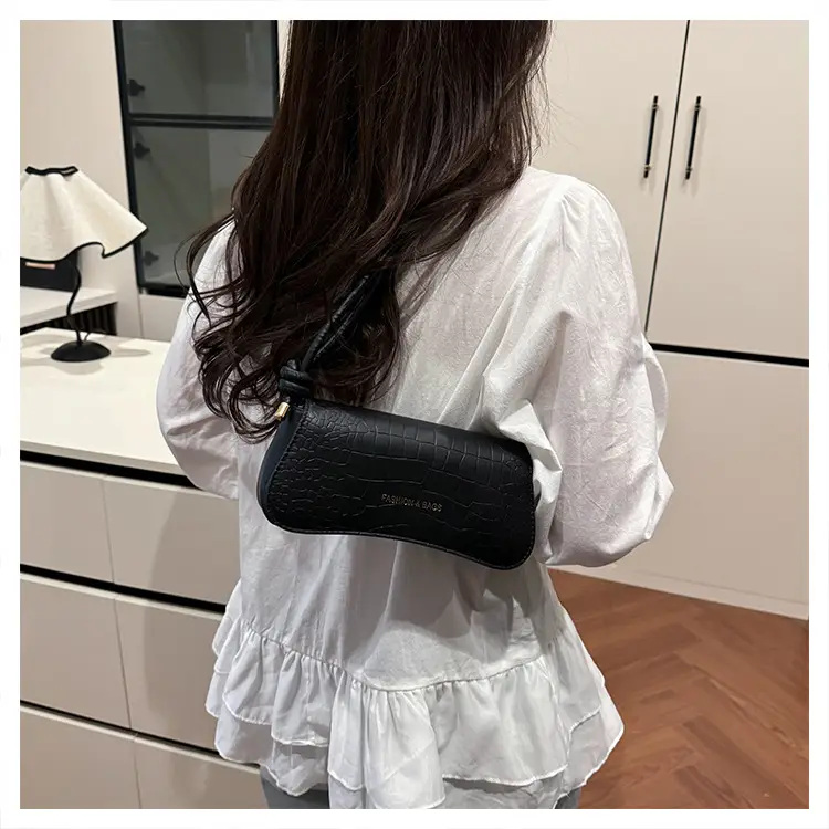 White Croc Texture Shoulder Bag for Women — feature 26