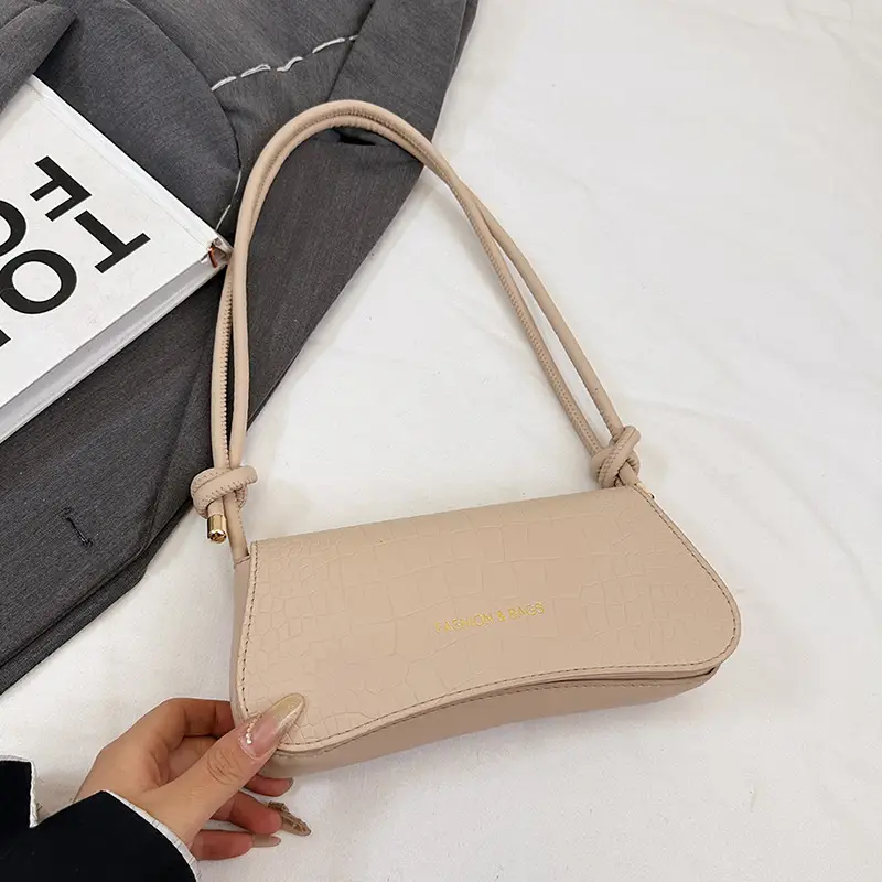 White Croc Texture Shoulder Bag for Women - Image 3
