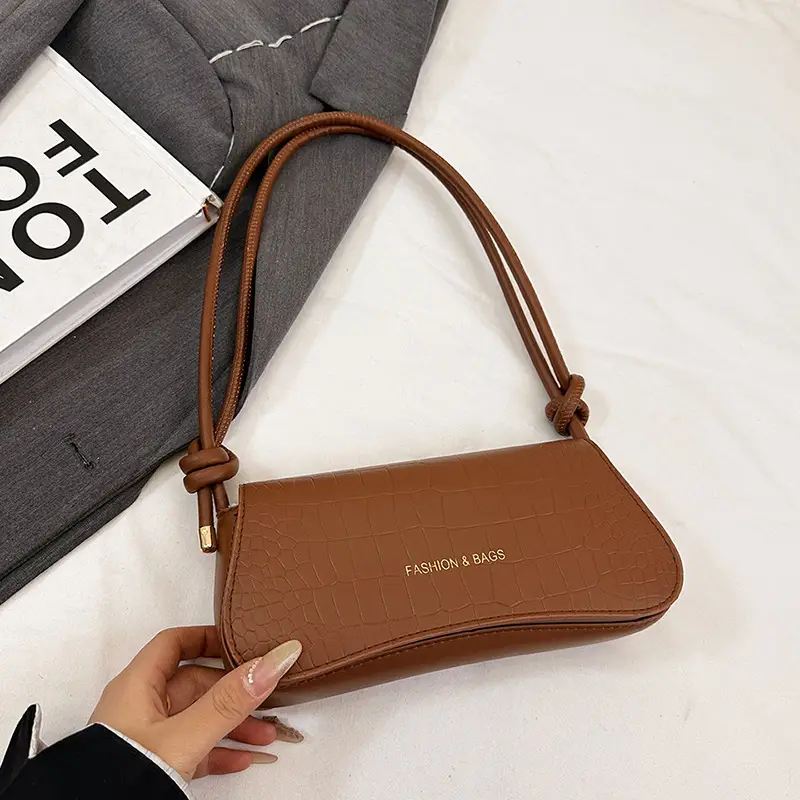 White Croc Texture Shoulder Bag for Women - Image 4