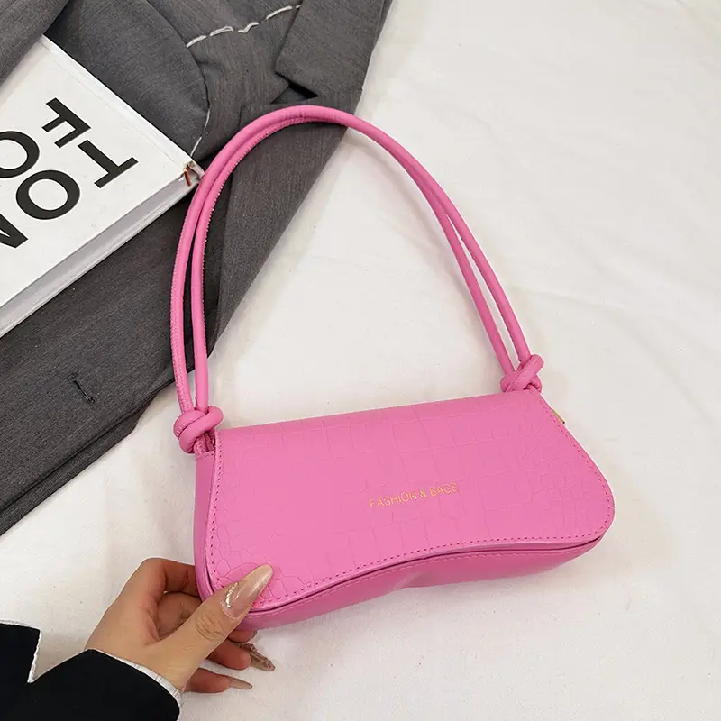 White Croc Texture Shoulder Bag for Women - Image 5