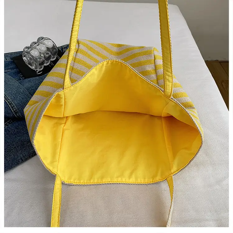 Blue Striped Knitted Tote Bag for Women — feature 25