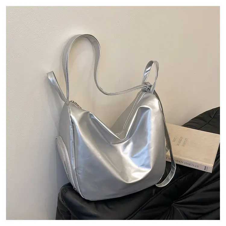 Silver Korean Style Pleated Shoulder Bag 2024 — feature 19