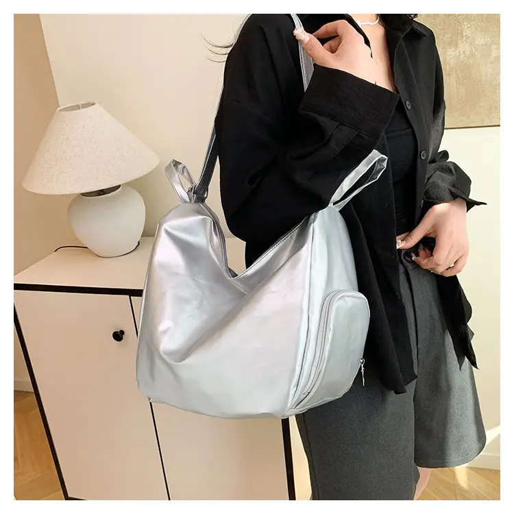Silver Korean Style Pleated Shoulder Bag 2024 — feature 45