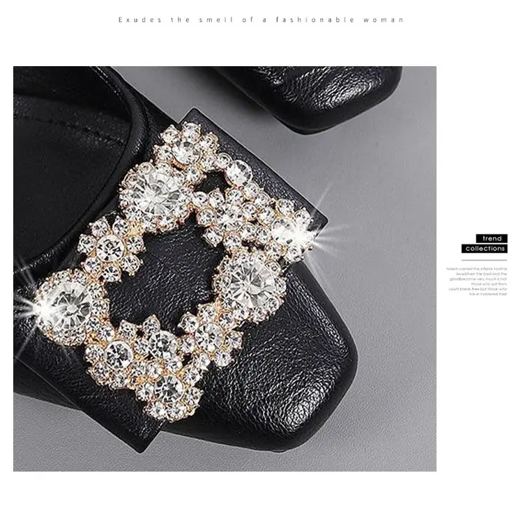 French-Style Rhinestone Single Shoes for Women, Chunky Heel, 2026 Spring and Autumn New Style, Shallow Mouth, Two-Way Wear, Square Toe Shoes, High Heels That Are Comfortable for Women — feature 11