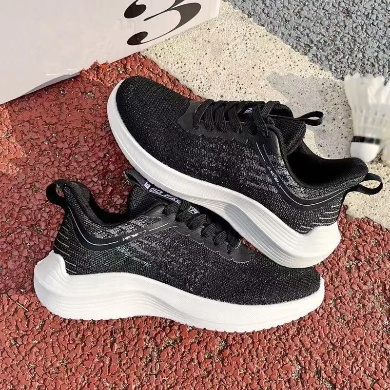 Women's Breathable Running Shoes White Gradient Lace-Up Thick Sole — feature 7