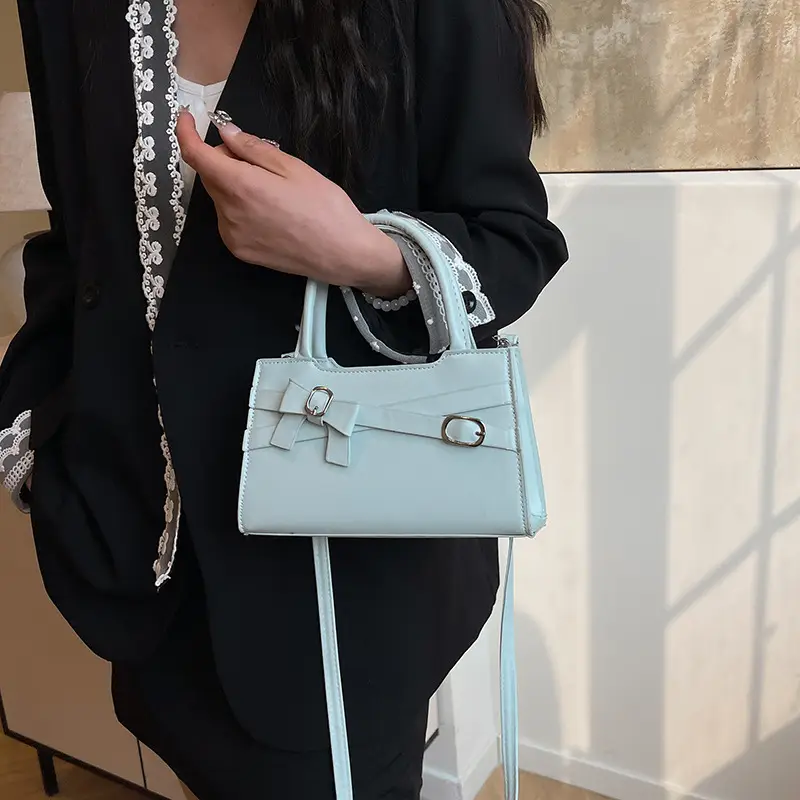 Light Blue Crossbody Bag with Unique Texture for Women - Image 5