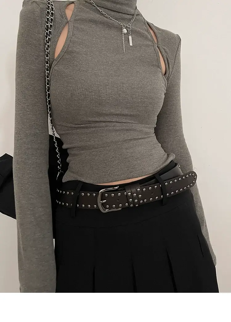 2024 New Leather Belt Women's Jeans All-match Women's Trousers Fashion Distinctive Rivet Belt High-end Black — feature 13