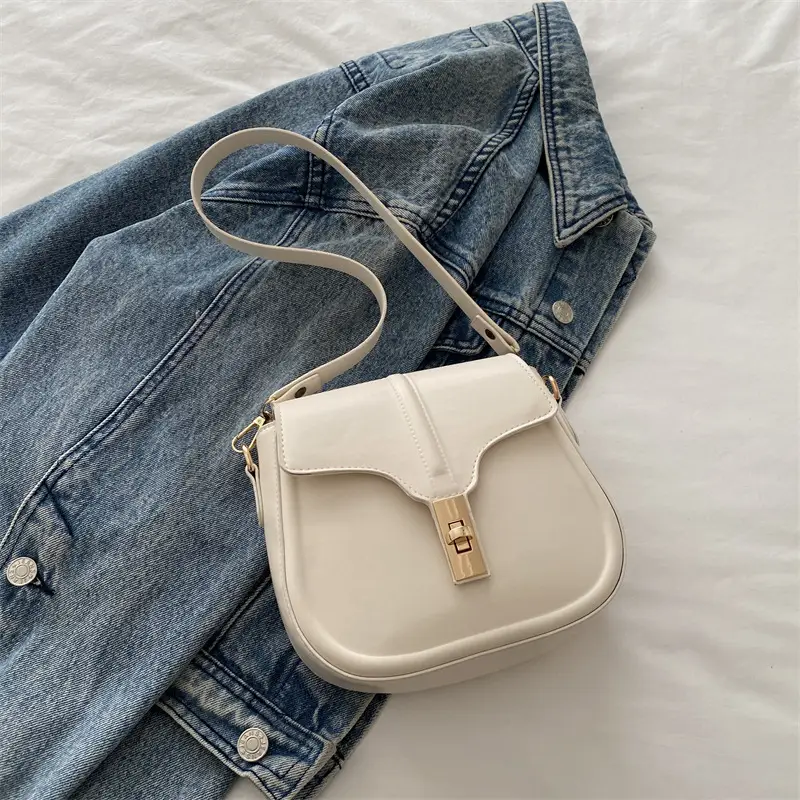 White Saddle Crossbody Bag for Women Spring Summer - Image 3