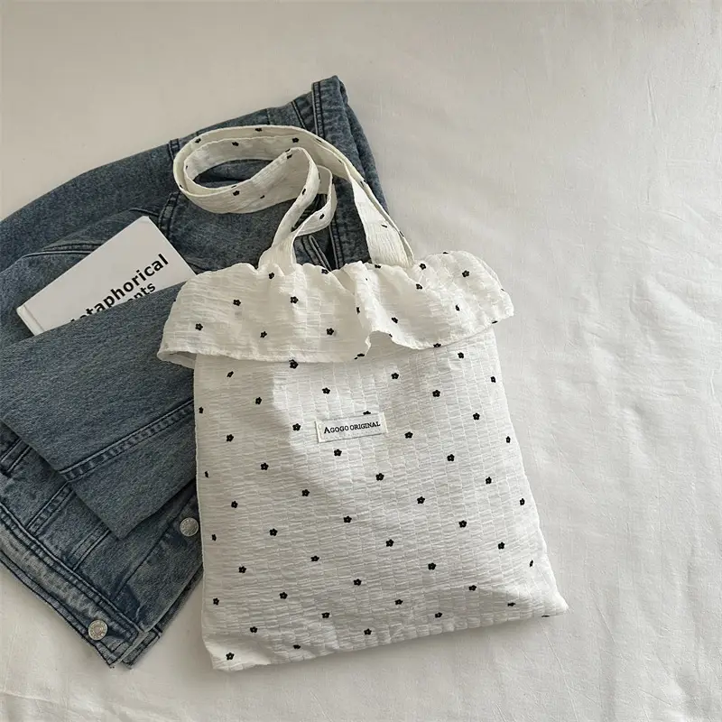 Fairy Ruffled Mesh Tote Bag Women Spring New