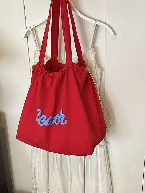 Women's Drawstring Canvas Shoulder Bag Large Capacity - Image 7