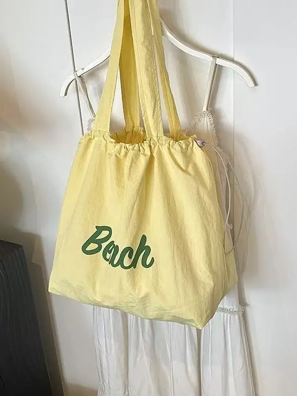 Women's Drawstring Canvas Shoulder Bag Large Capacity - Image 8