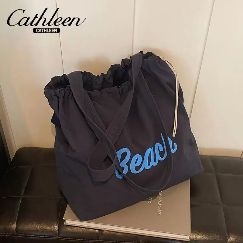 Women's Drawstring Canvas Shoulder Bag Large Capacity — feature 28