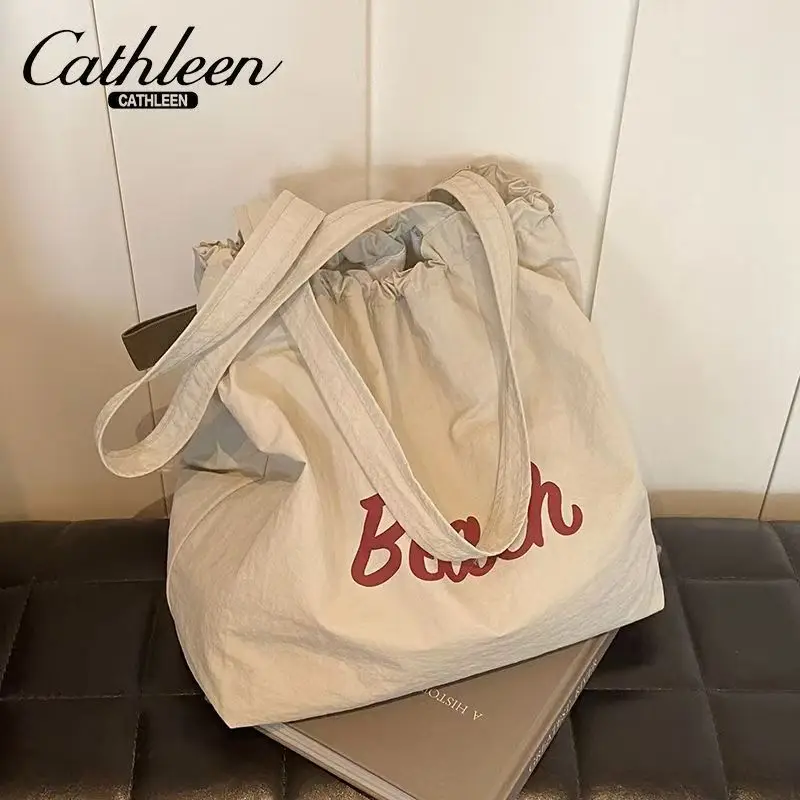 Women's Drawstring Canvas Shoulder Bag Large Capacity — feature 33