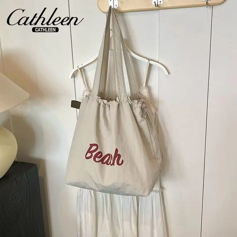 Women's Drawstring Canvas Shoulder Bag Large Capacity — feature 4