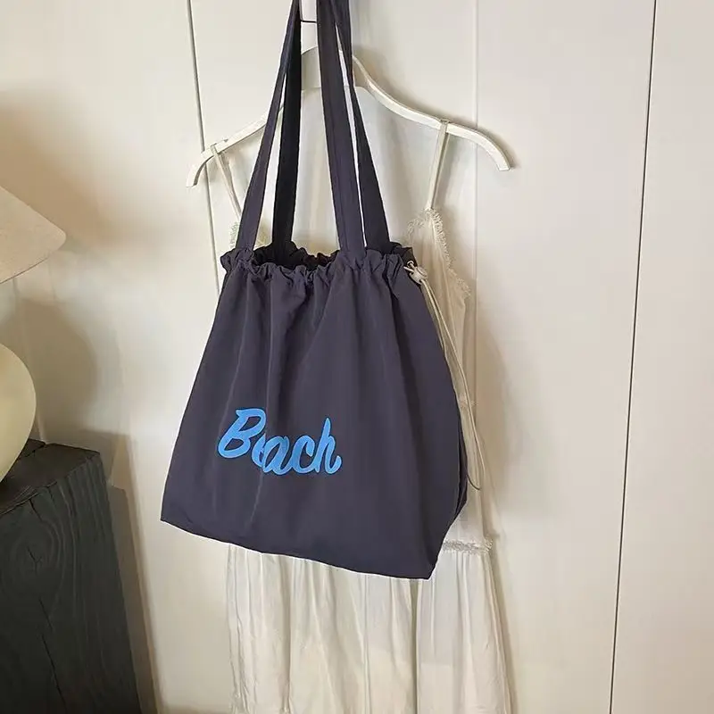 Women's Drawstring Canvas Shoulder Bag Large Capacity — feature 6