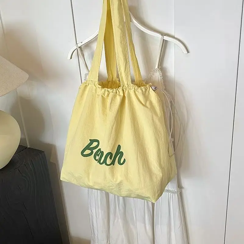 Women's Drawstring Canvas Shoulder Bag Large Capacity - Image 3