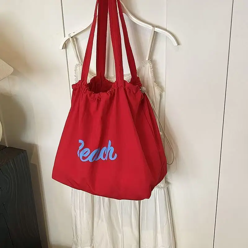 Women's Drawstring Canvas Shoulder Bag Large Capacity - Image 4