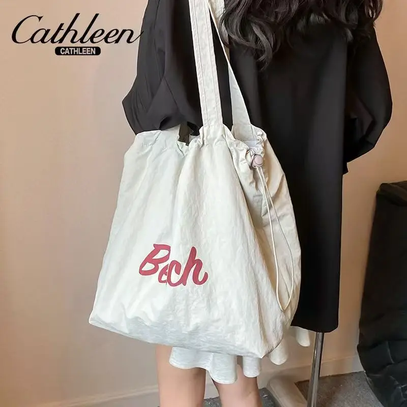 Women's Drawstring Canvas Shoulder Bag Large Capacity - Image 5