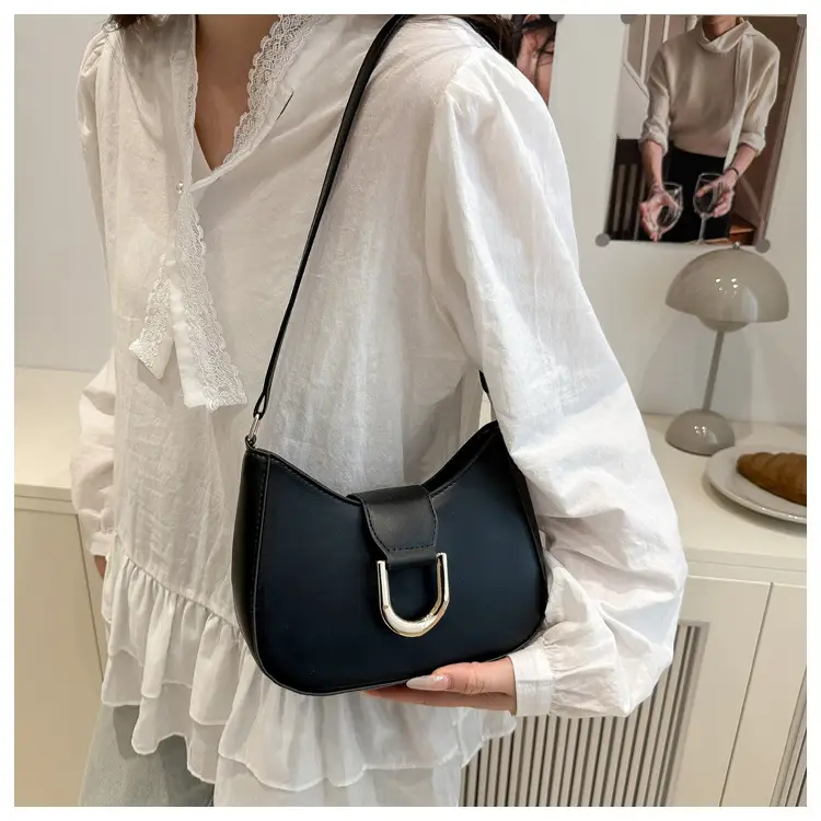 Black Leather Shoulder Bag for Women 2025 Casual — feature 12