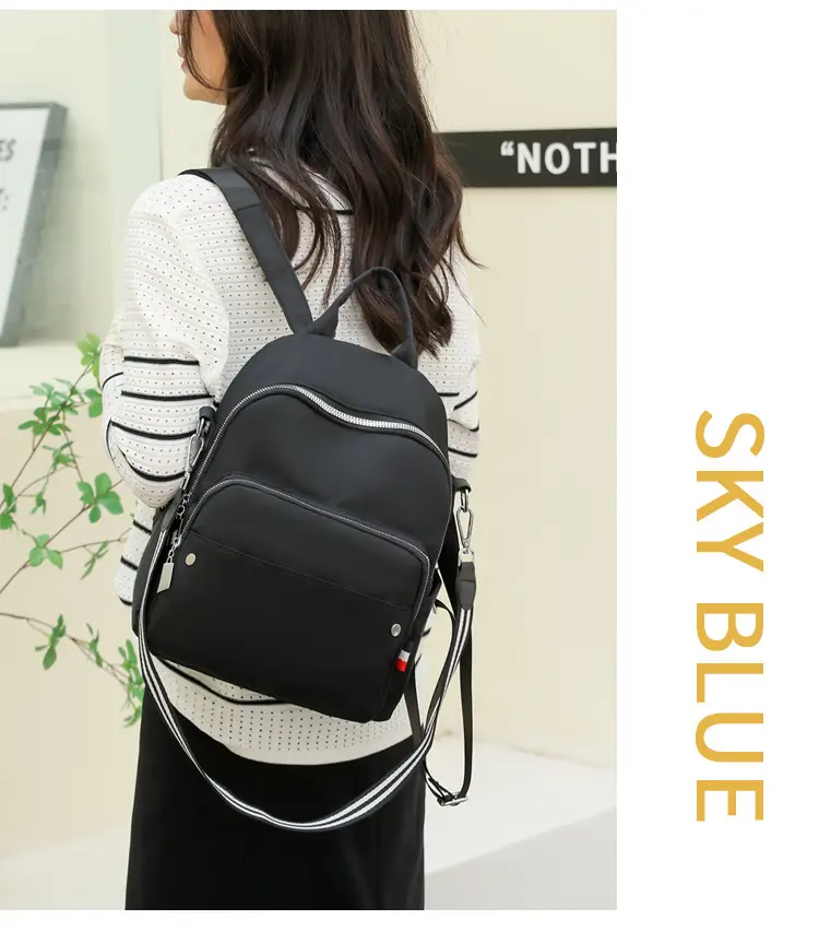 New Women's Black Nylon Travel Backpack Single Shoulder — feature 18