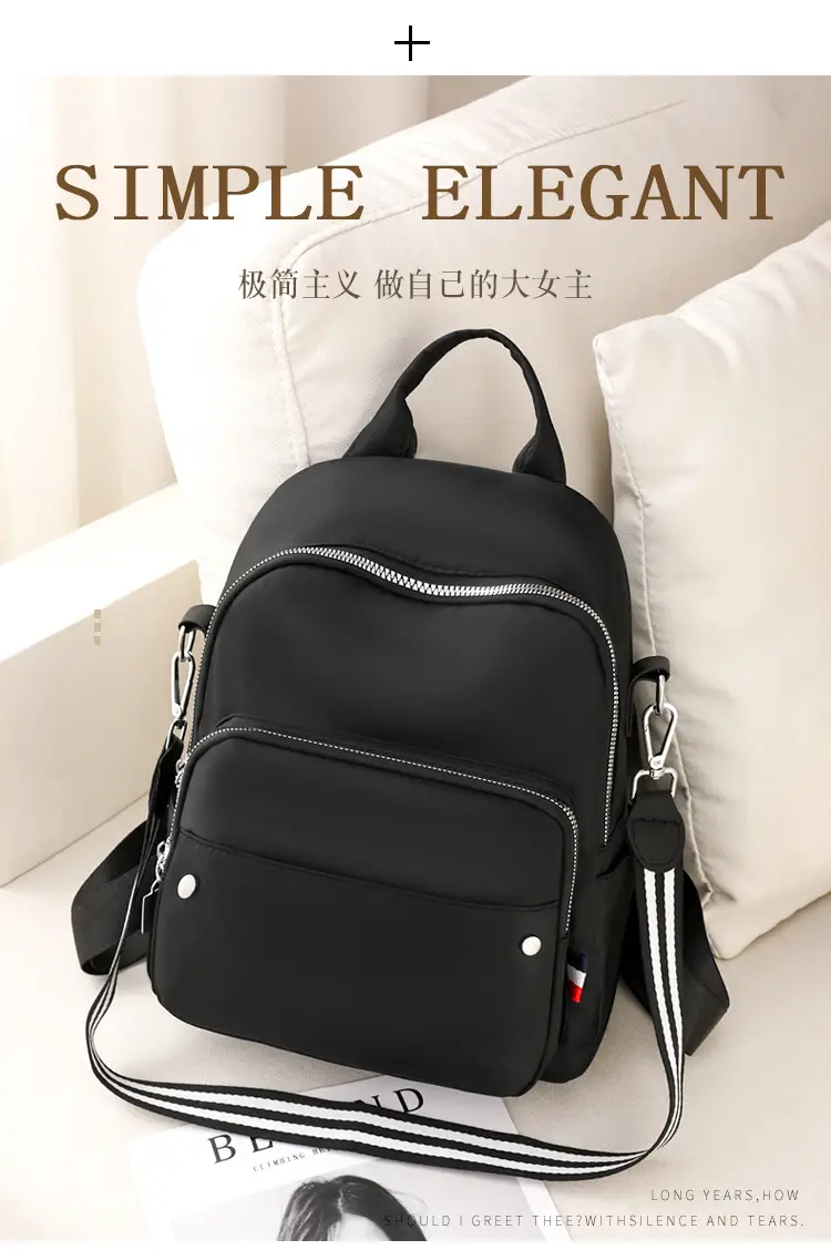New Women's Black Nylon Travel Backpack Single Shoulder — feature 2