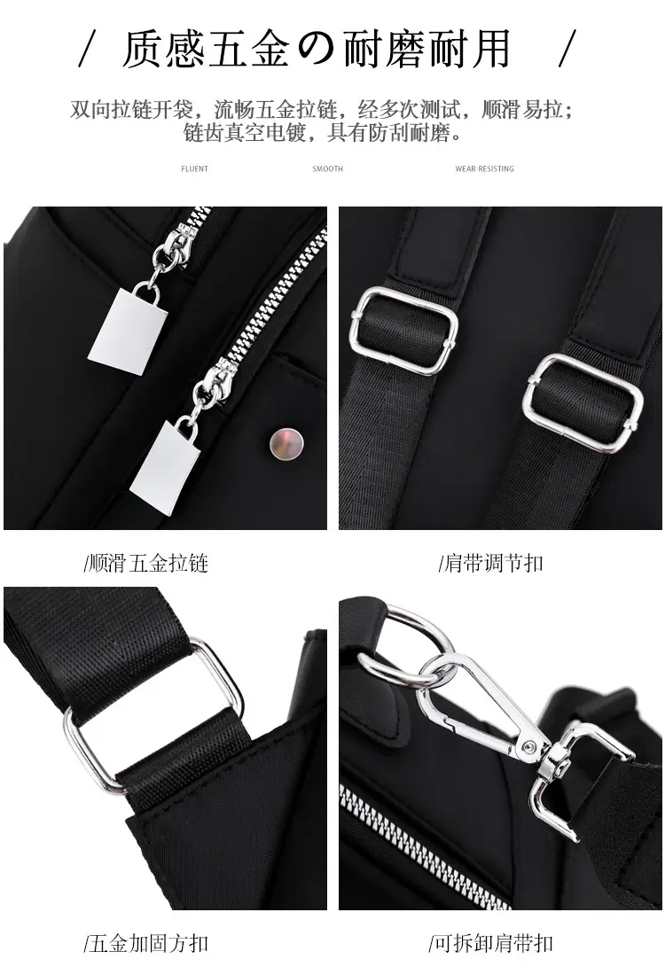 New Women's Black Nylon Travel Backpack Single Shoulder — feature 9