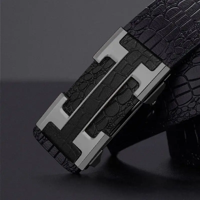 Men's Crocodile Belt with Gold Buckle - Image 6
