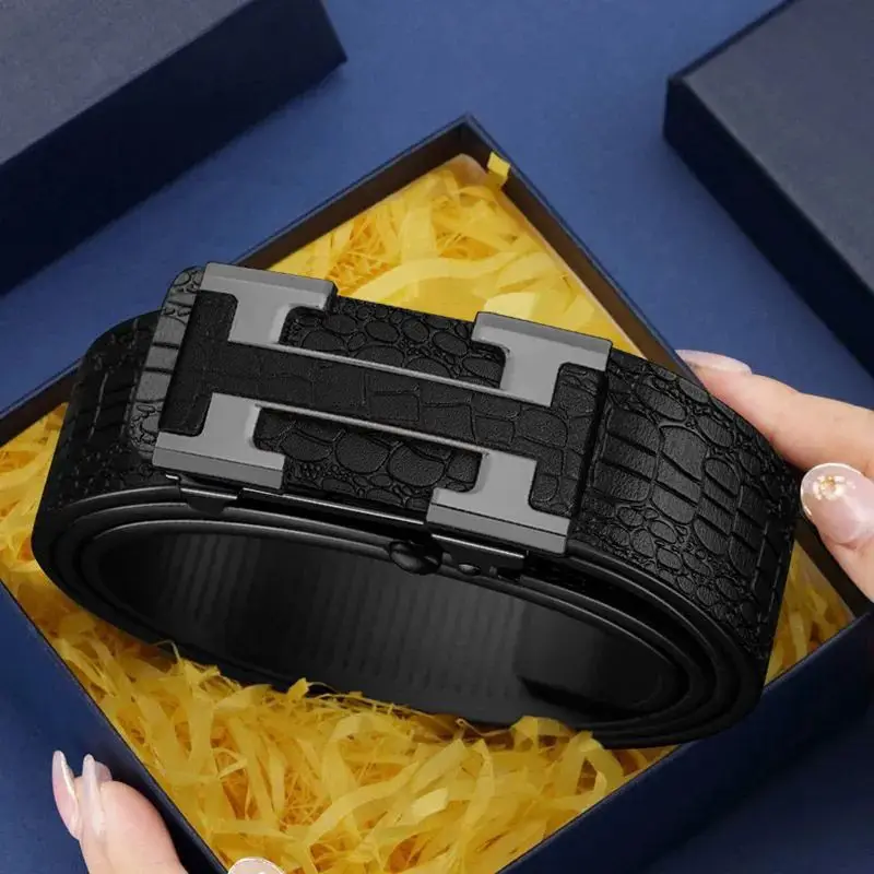 Men's Crocodile Belt with Gold Buckle - Image 7