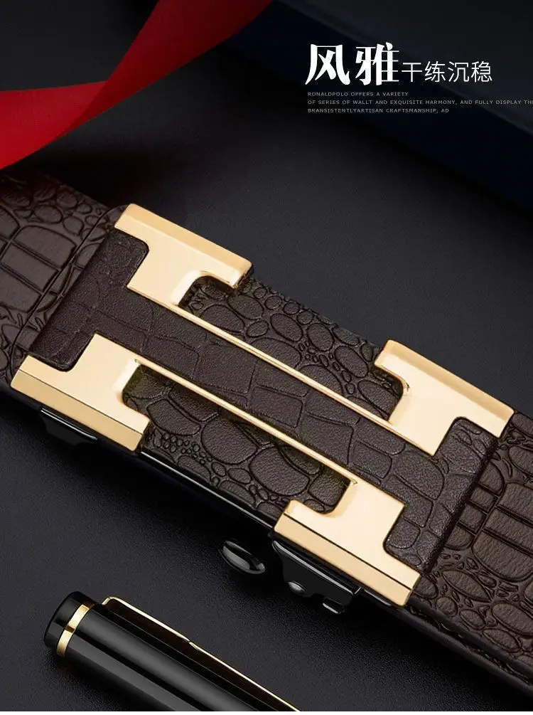 Men's Crocodile Belt with Gold Buckle — feature 2