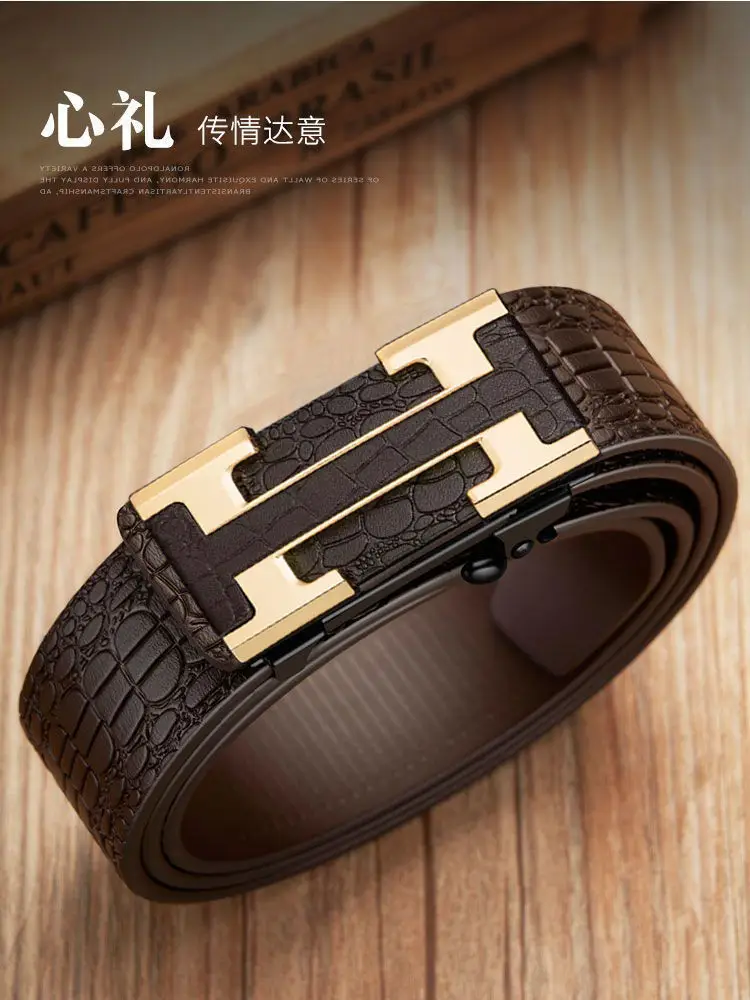 Men's Crocodile Belt with Gold Buckle — feature 5