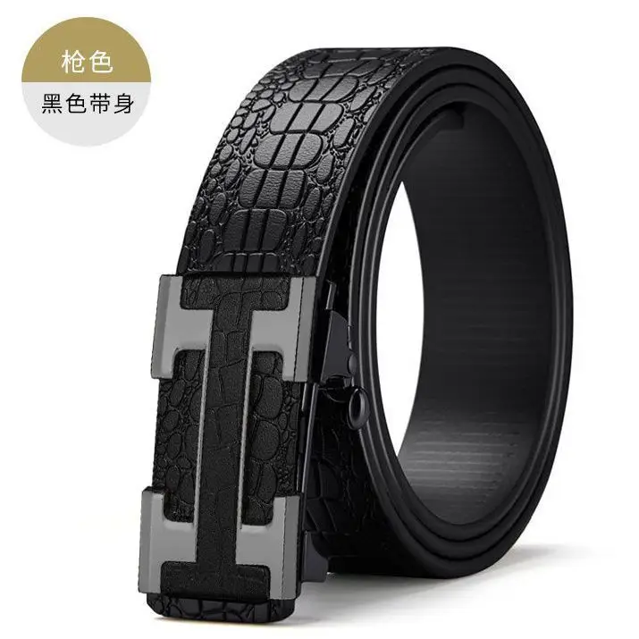 Men's Crocodile Belt with Gold Buckle - Image 2
